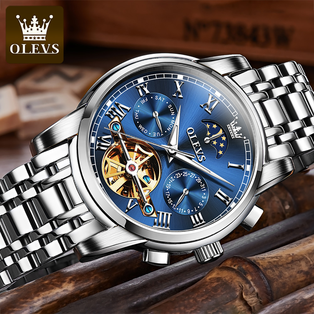 OLEVS 6617 Reloj mecánico clás - Leather Watch Strap reseña y precio